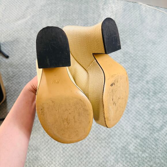 H&M CHUNKY WICKER/RAFFIA PLATFORM OPEN TOE RETRO STYLE HEELED SANDALS 39/8.5 - Picture 5 of 5